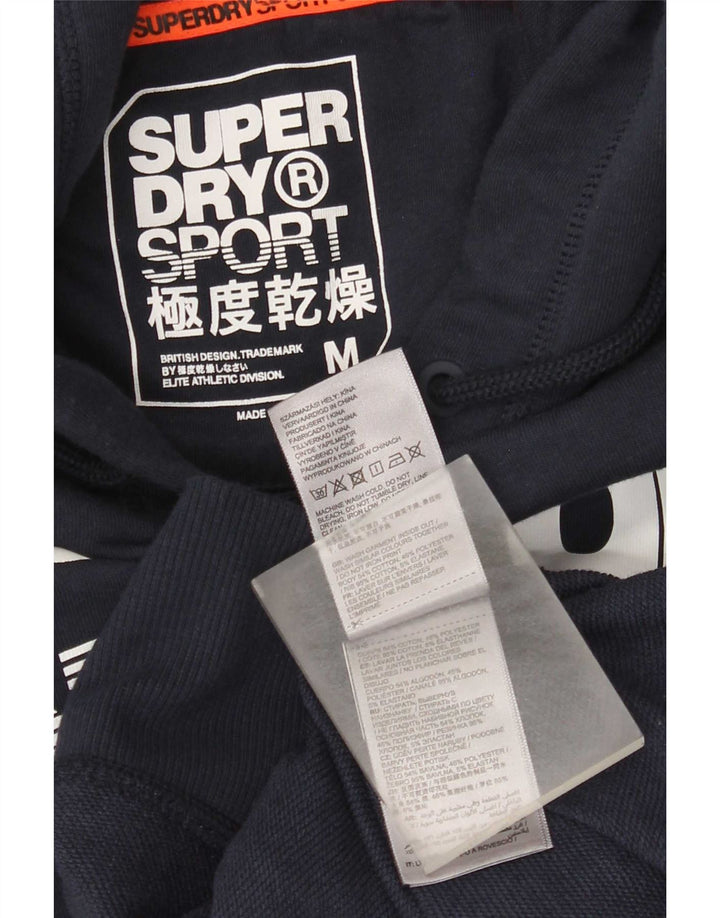 Suéter Superdry masculino com capuz gráfico médio azul marinho algodão