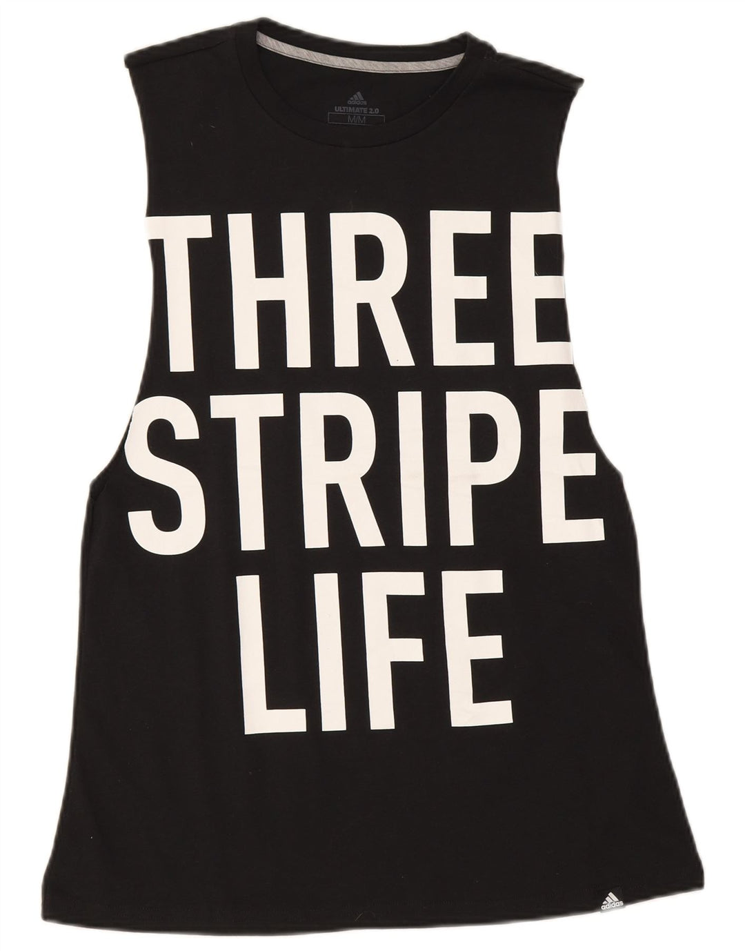 Adidas Womens Three Stripes Graphic Vest Top Reino Unido 12 Médio Preto Poliéster