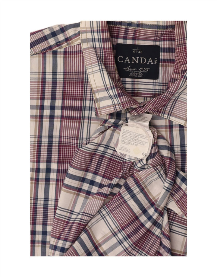 Camisa masculina de manga curta CANDA tamanho 41/42 grande algodão xadrez multicolorido