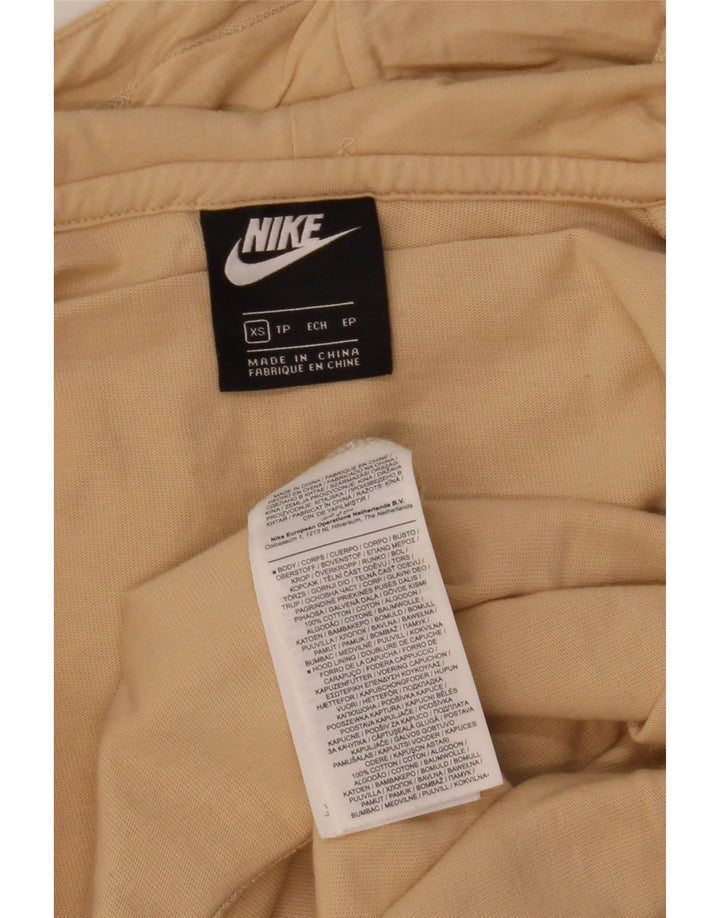 NIKE Womens Oversized Crop Zip Hoodie Sweater UK 6 XS Beige Cotton Vintage Nike and Second-Hand Nike from Messina Hembry 