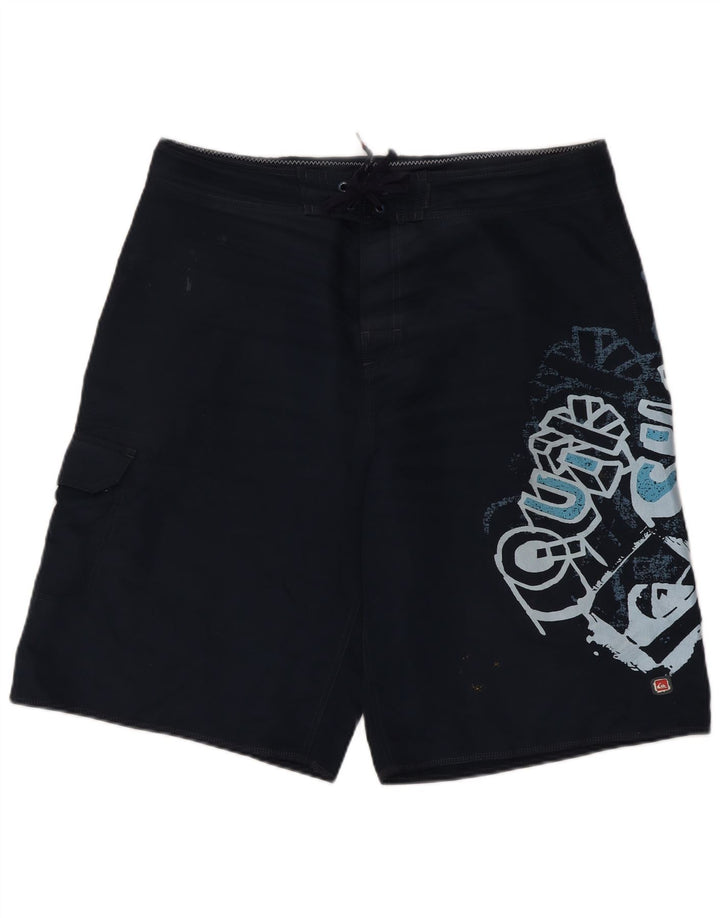Quiksilver Calção de banho masculino gráfico grande poliéster azul marinho