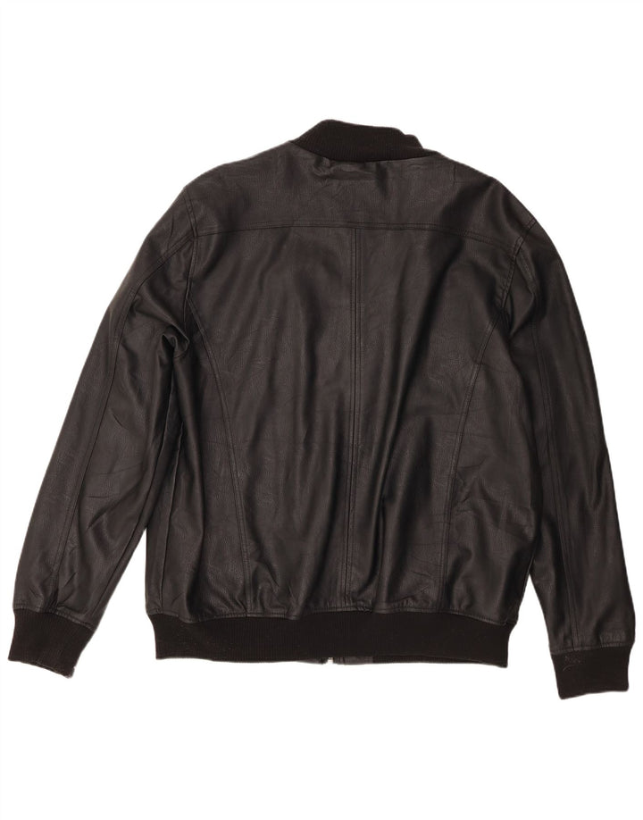 Jaqueta bomber masculina idêntica Motorstyle couro falso Reino Unido 42 XL poliéster preto