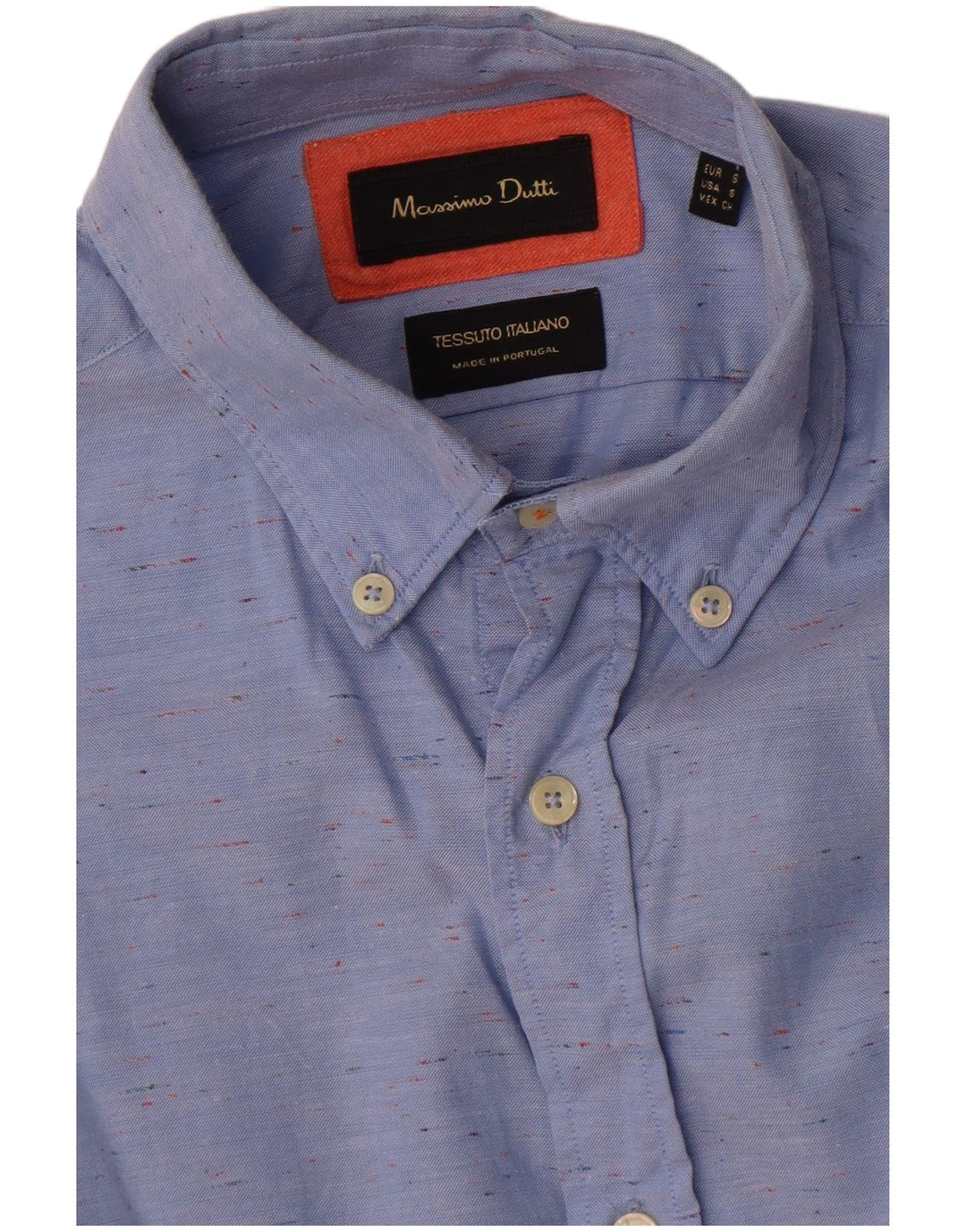 Camisa masculina Massimo Dutti pequena azul manchada
