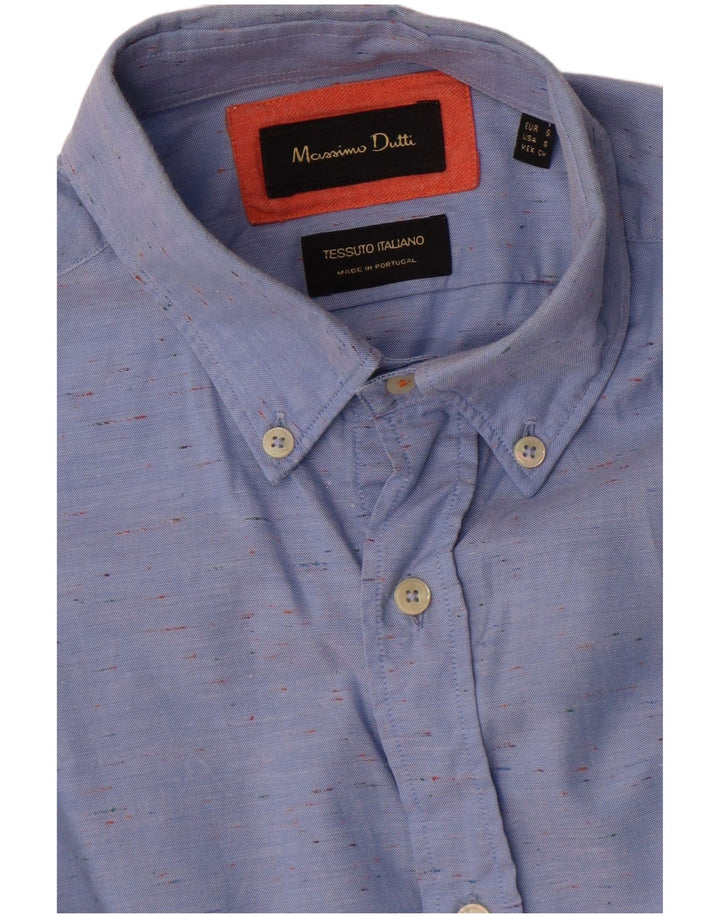 Camisa masculina Massimo Dutti pequena azul manchada