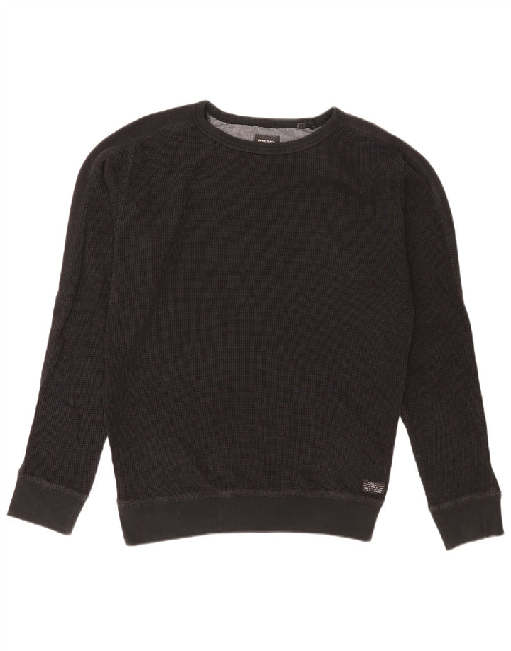 Diesel moletom masculino jumper médio algodão preto