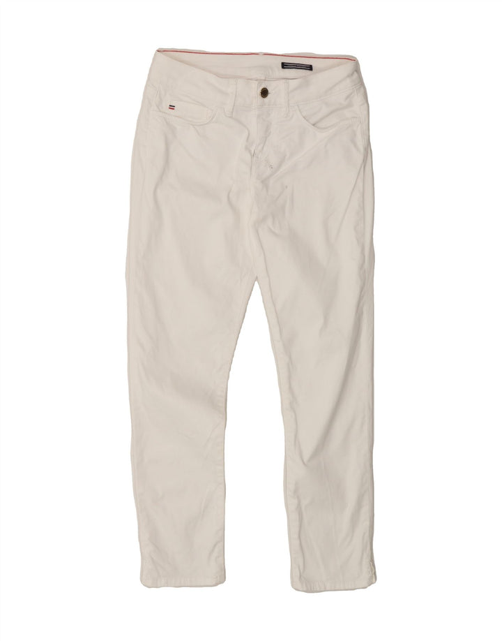 TOMMY HILFIGER Womens Slim Casual Trousers W28 L26 White Cotton Vintage Tommy Hilfiger and Second-Hand Tommy Hilfiger from Messina Hembry 