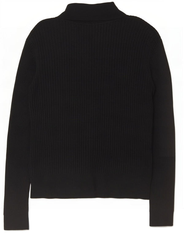 Camisa polo feminina de manga comprida Zara UK 14 média preta viscose