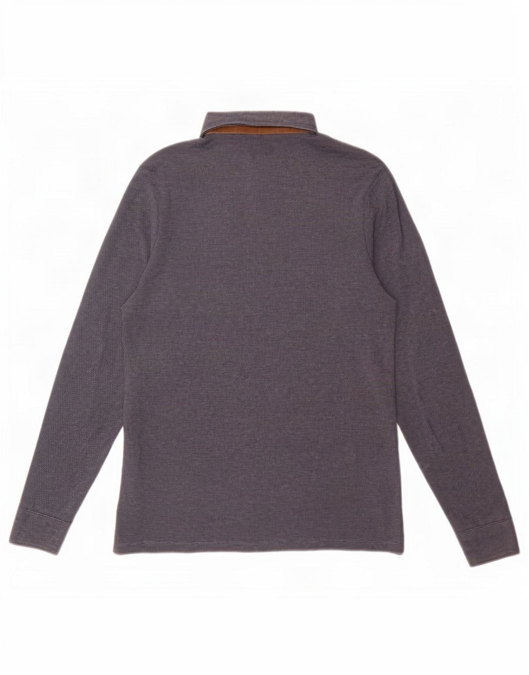 Camisa polo masculina de manga comprida Massimo Dutti azul marinho médio
