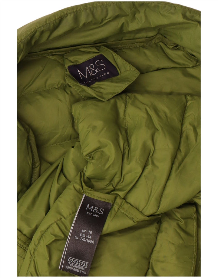 Jaqueta acolchoada feminina Marks & Spencer Reino Unido 16 grande poliamida verde