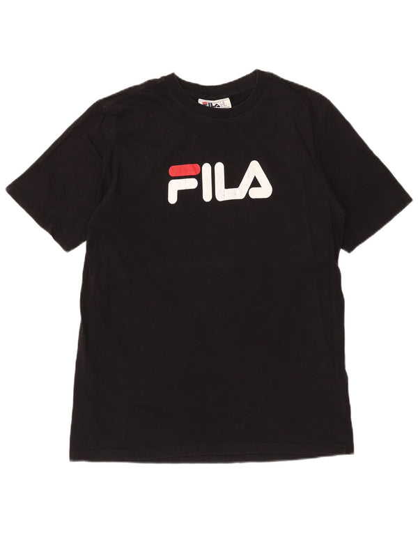 Fila Mens Graphic T-Shirt Top Médio Algodão Preto