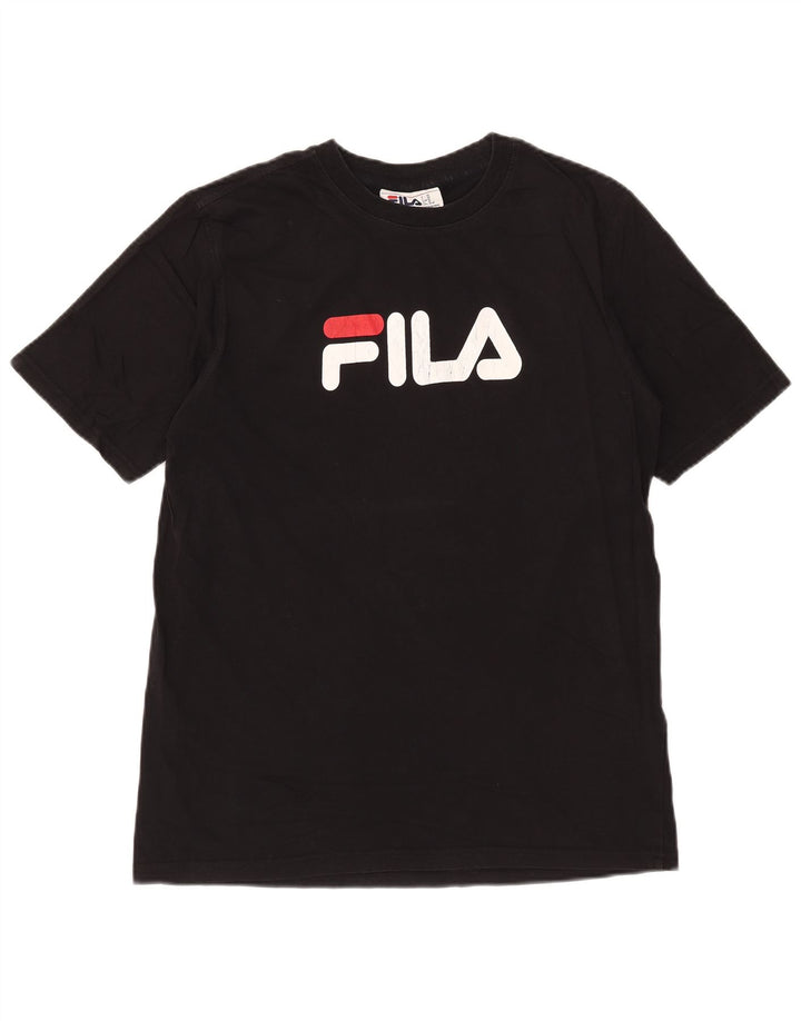 Fila Mens Graphic T-Shirt Top Médio Algodão Preto