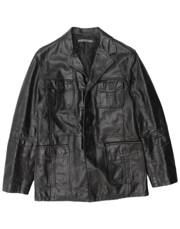 Jaqueta de couro masculina imperial Reino Unido 36 couro preto pequeno