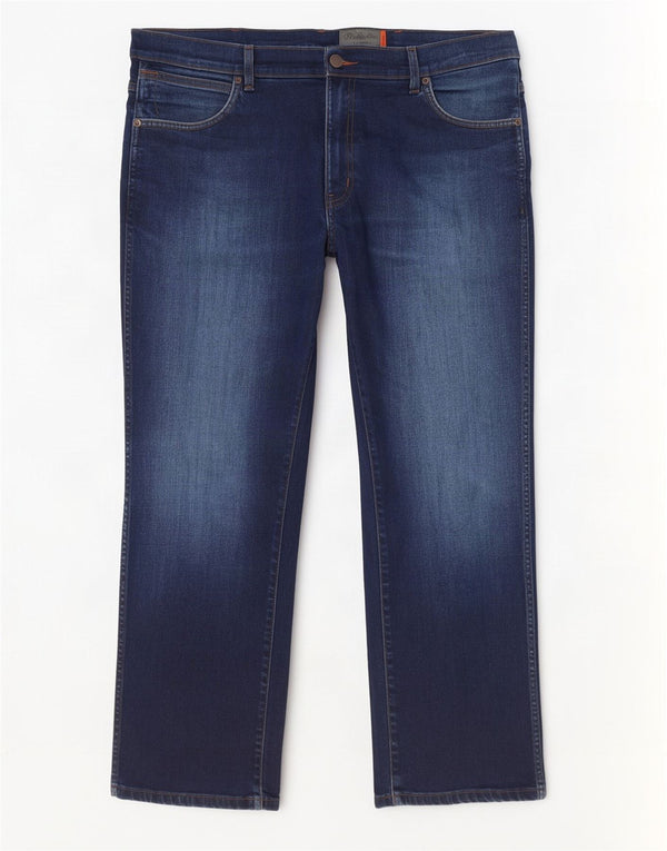 Wrangler Masculino Texas Stretch Straight Jeans W38 L30 Azul Algodão