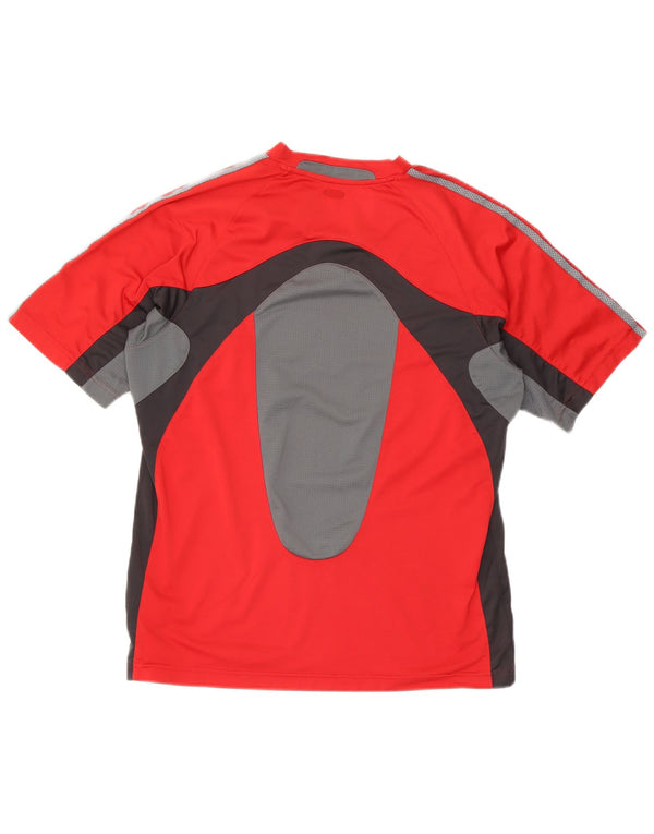 Adidas Mens T-Shirt Top Grande Poliéster Colorblock Vermelho