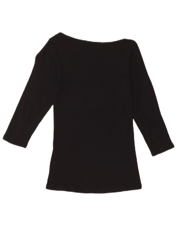 Top feminino Zara manga 3/4 Reino Unido 8 pequeno preto