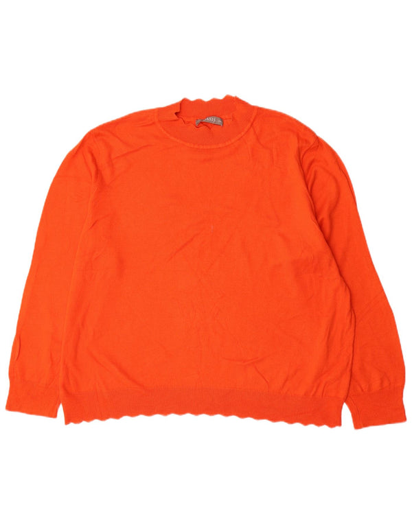 Suéter feminino Oasis com gola redonda UK 20 2XL algodão laranja