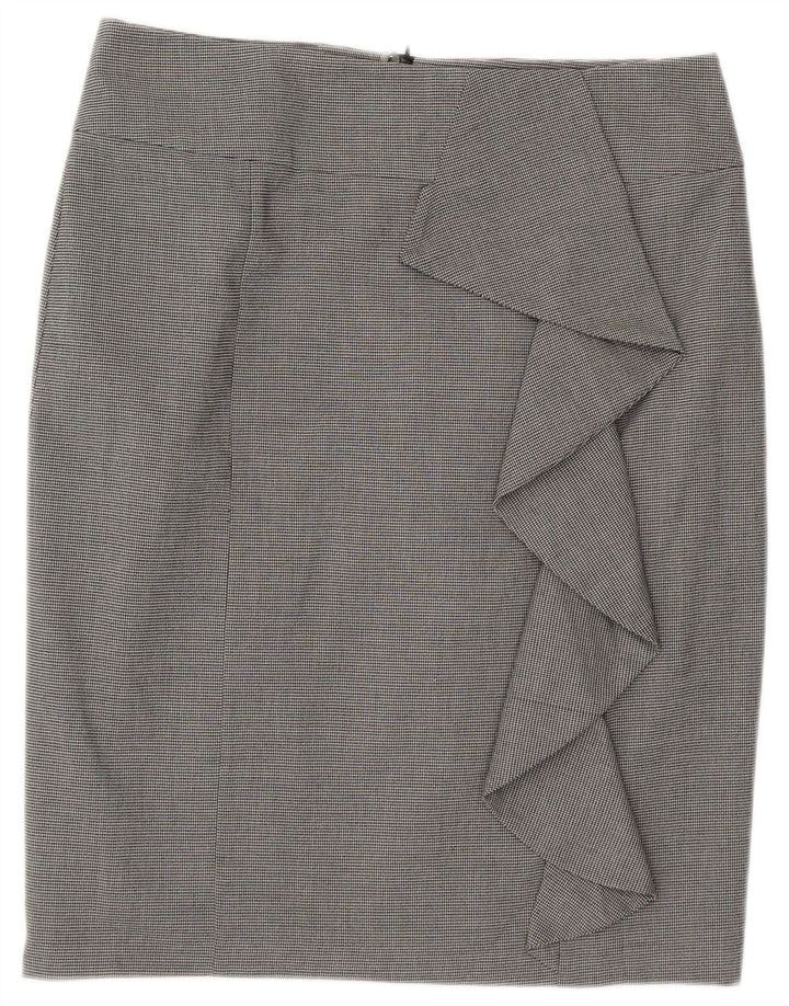 Saia lápis feminina Marks & Spencer UK 14 grande W32 cinza houndstooth