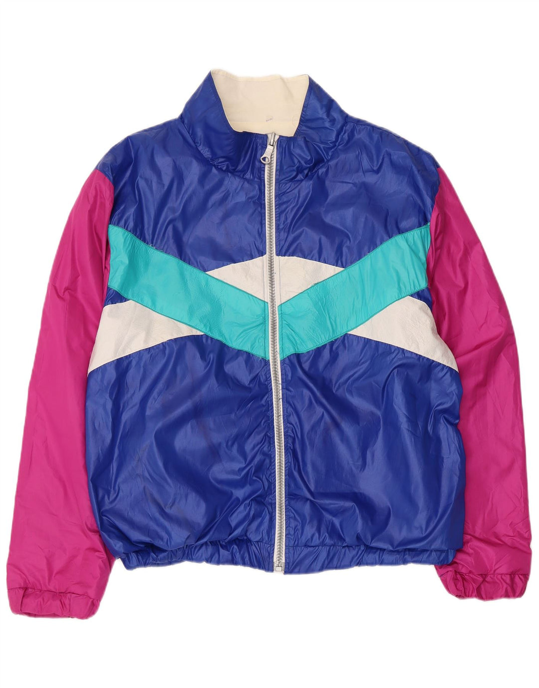Jaqueta de agasalho gráfico masculino vintage XL azul colorblock