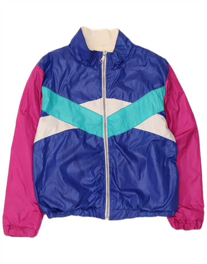 Jaqueta de agasalho gráfico masculino vintage XL azul colorblock