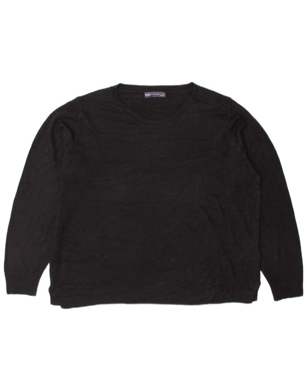 Suéter feminino Marks & Spencer com gola redonda UK 22 3XL preto acrílico
