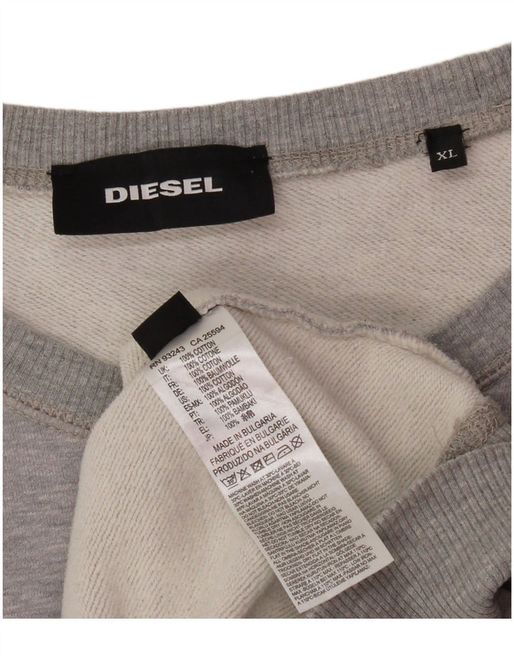 DIESEL Moletom Masculino Jumper XL Algodão Listrado Cinza