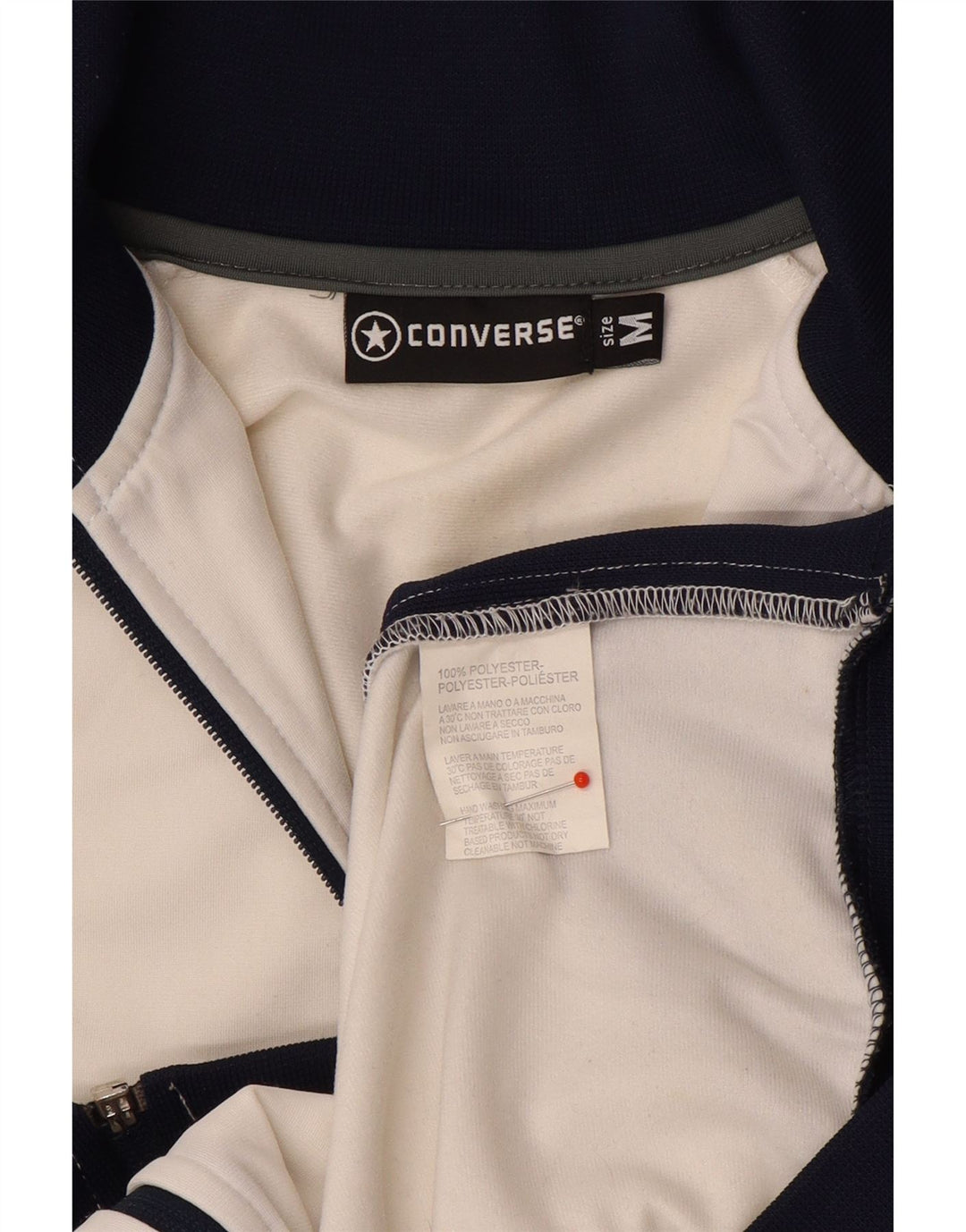 Converse Mens Graphic Tracksuit Top Jaqueta Médio Branco Colorblock