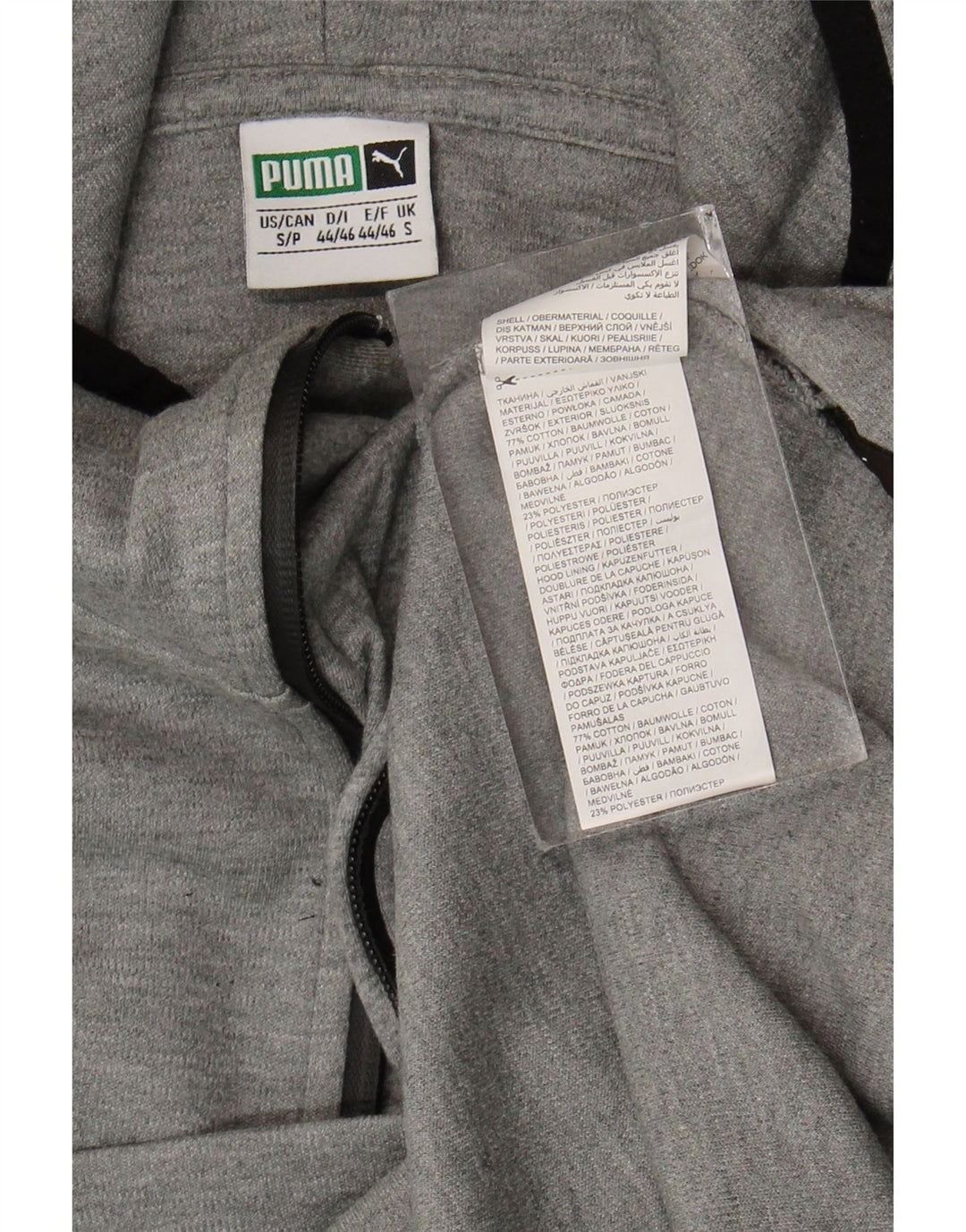 Puma Mens Zip Neck Hoodie Jumper Pequeno Algodão Cinza