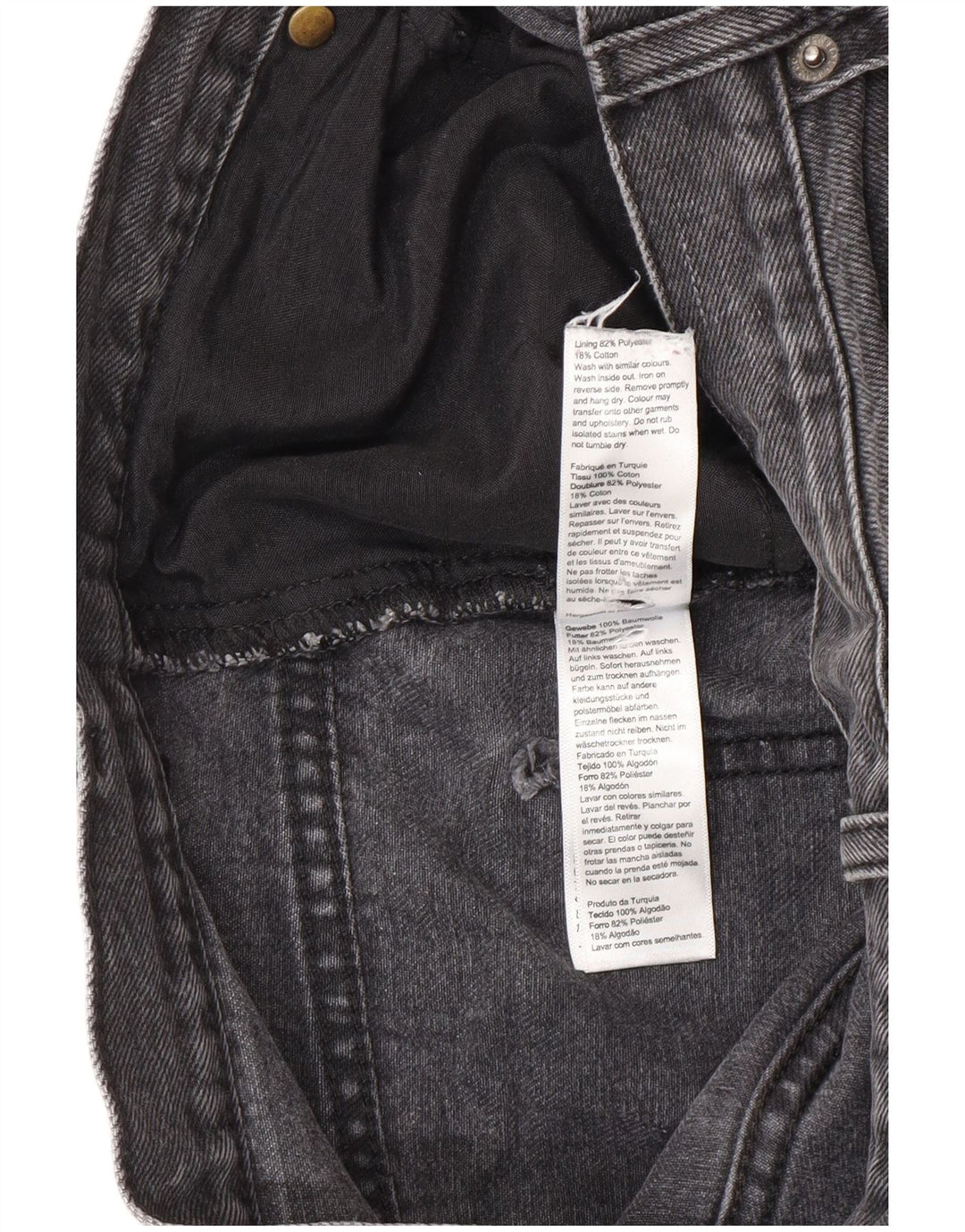 Topshop feminino folgado jeans solto W30 L32 poliéster preto