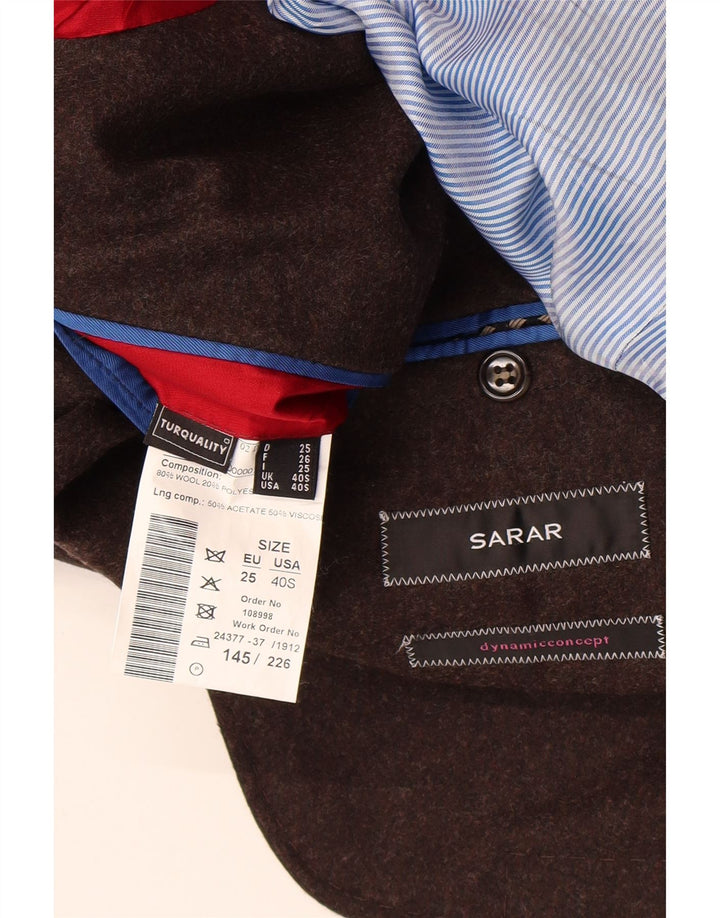 Jaqueta blazer masculina Sarar com 2 botões Reino Unido 40 grande lã marrom