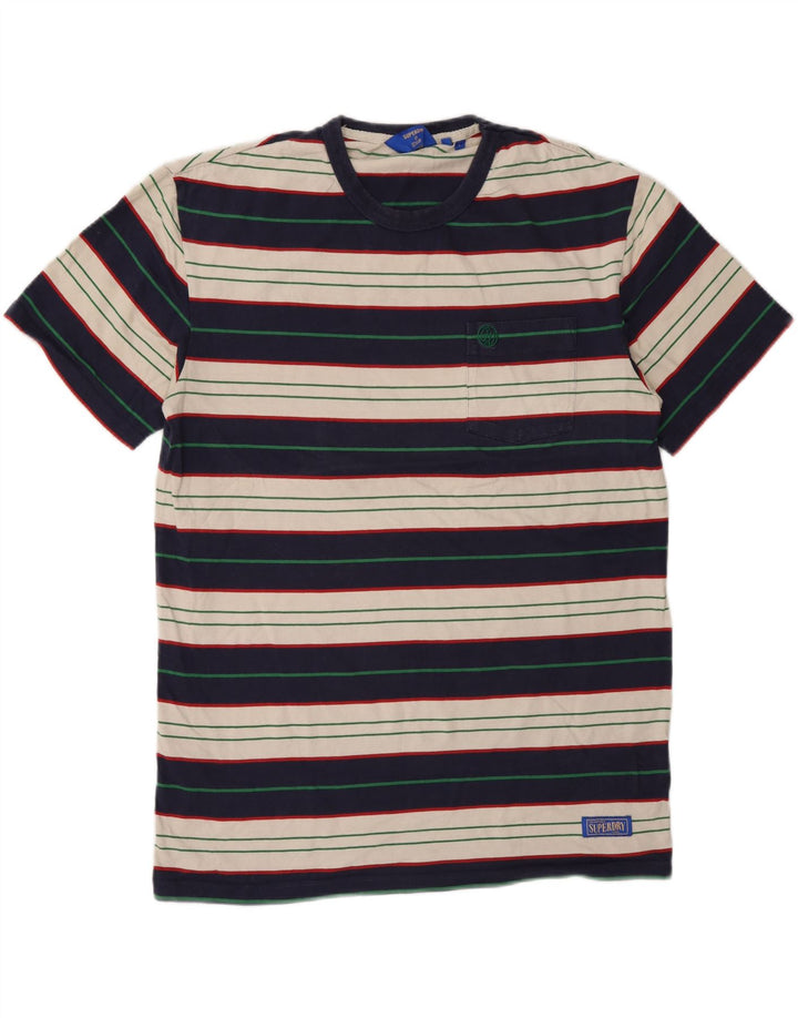 Camiseta masculina Superdry Top grande algodão listrado multicolorido