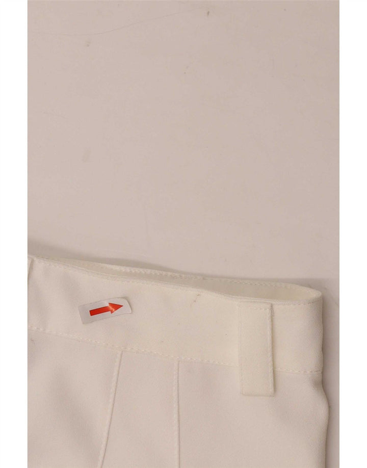 Zara Calça feminina reta casual pequena W26 L32 poliéster branco