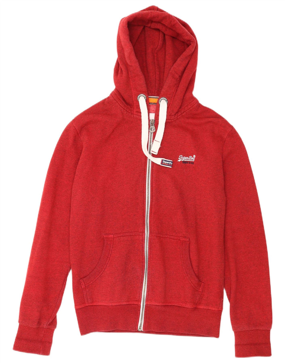Suéter masculino Superdry com capuz e zíper médio algodão vermelho