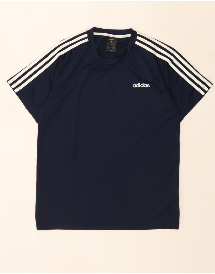 Camiseta Adidas Masculina Climalite Top Médio Azul Marinho Poliéster