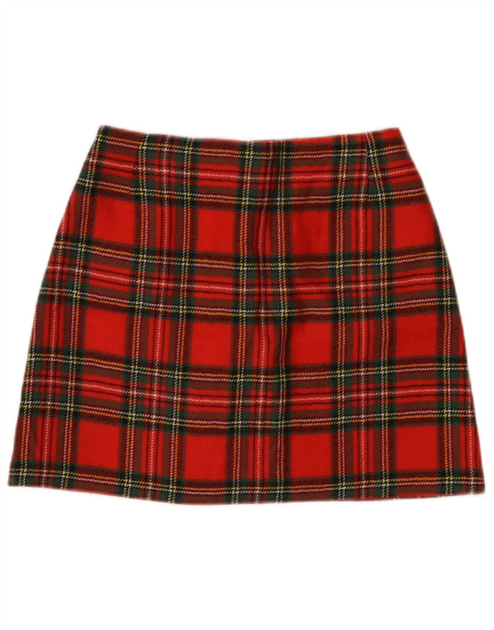 Saia vintage feminina linha A W26 pequena xadrez vermelha