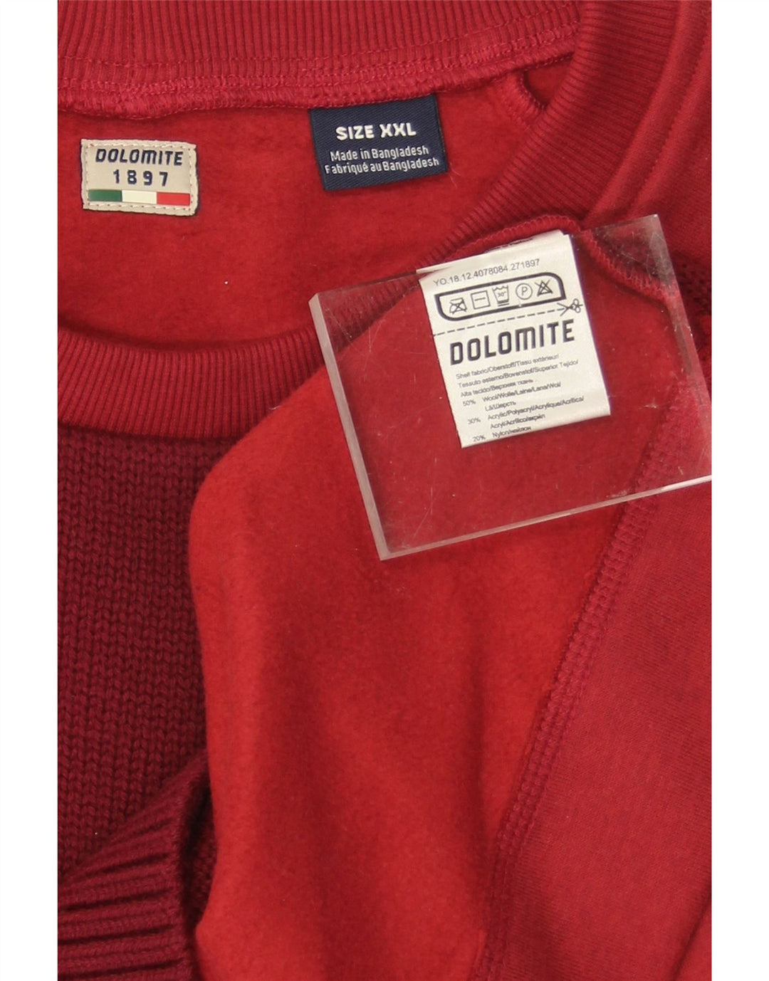 DOLOMITE Mens Crew Neck Jumper Sweater 2XL Burgundy Fair Isle Wool Vintage Dolomite and Second-Hand Dolomite from Messina Hembry 
