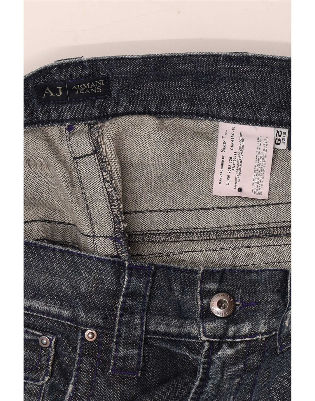 Armani Masculino Bootcut Jeans W29 L30 Azul Algodão