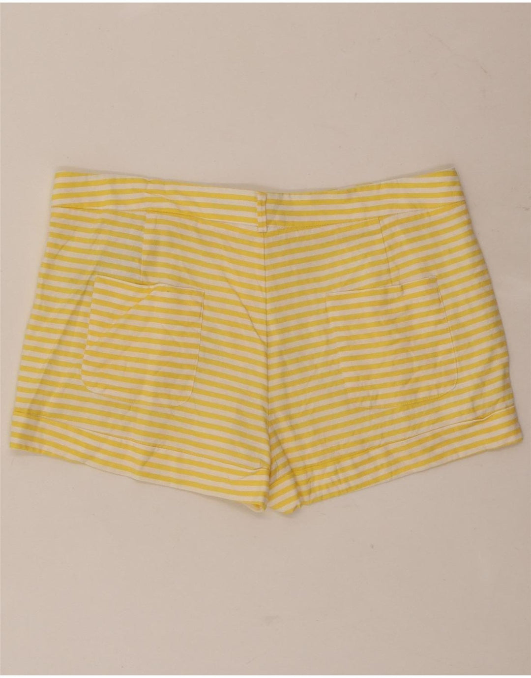 Calça quente feminina Zara pequena W26 viscose listrada amarela