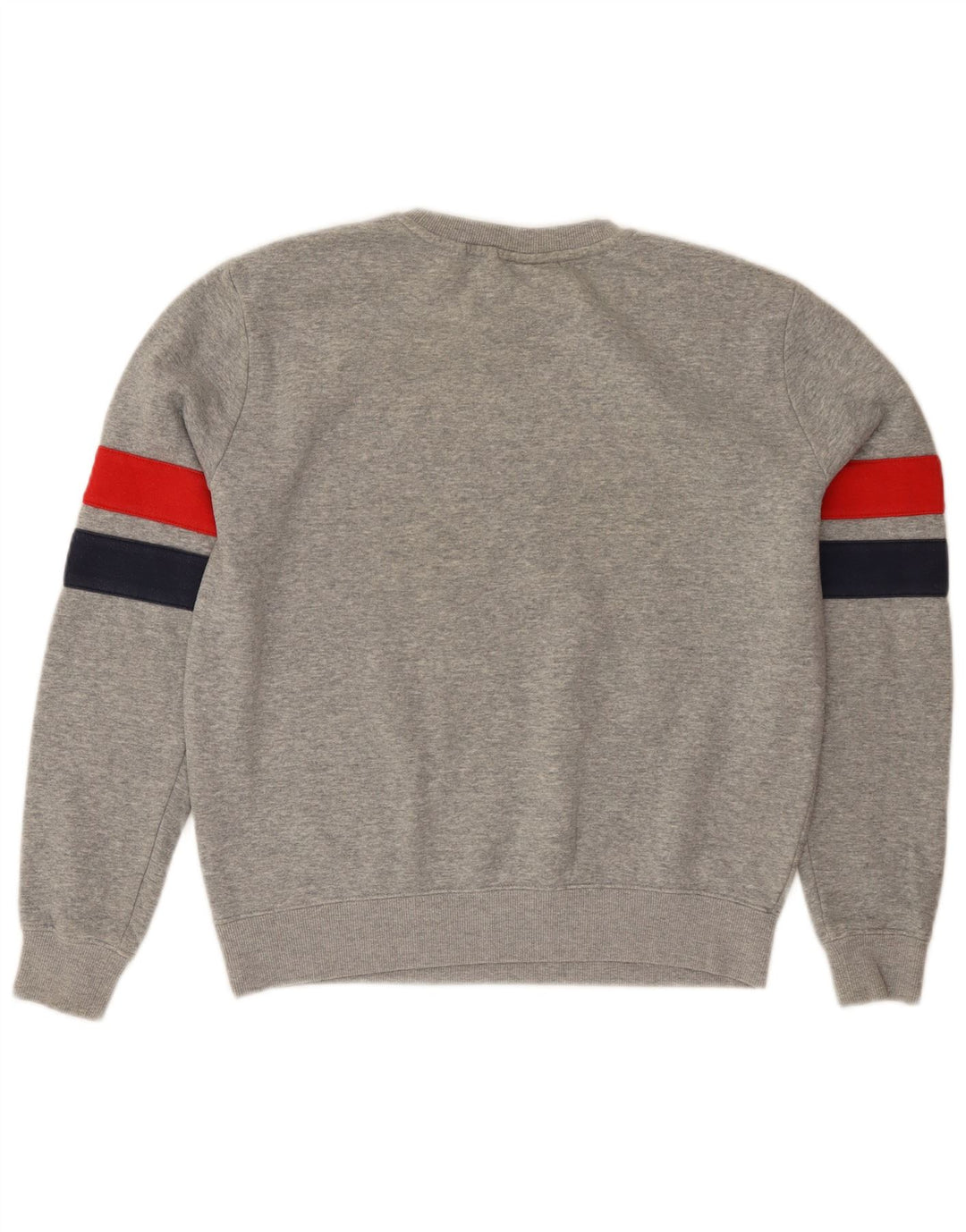 FILA moletom feminino gráfico jumper UK 14 bloco de cores cinza médio