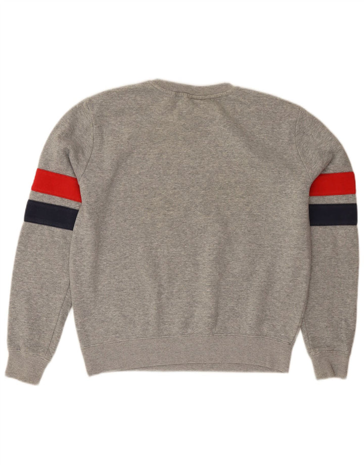 FILA moletom feminino gráfico jumper UK 14 bloco de cores cinza médio