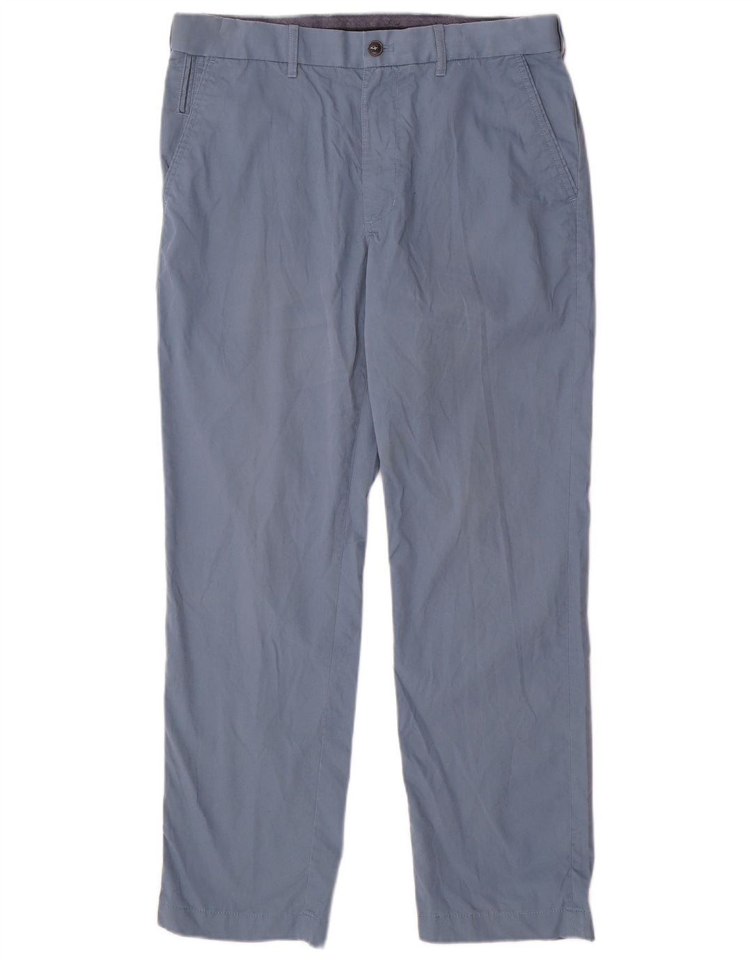 Calça chino reta masculina Marks & Spencer W32 L29 algodão azul
