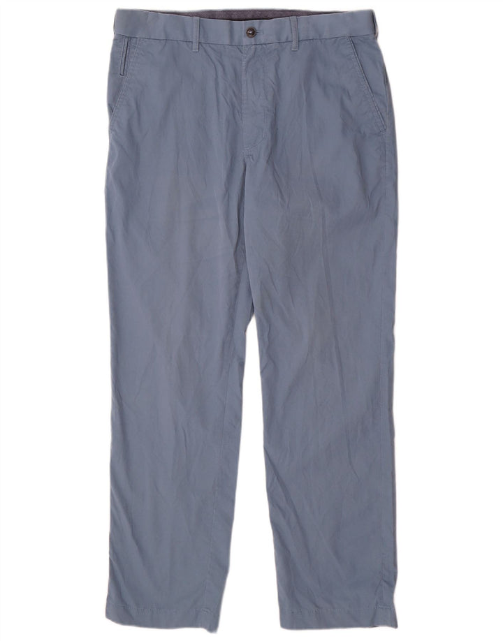 Calça chino reta masculina Marks & Spencer W32 L29 algodão azul