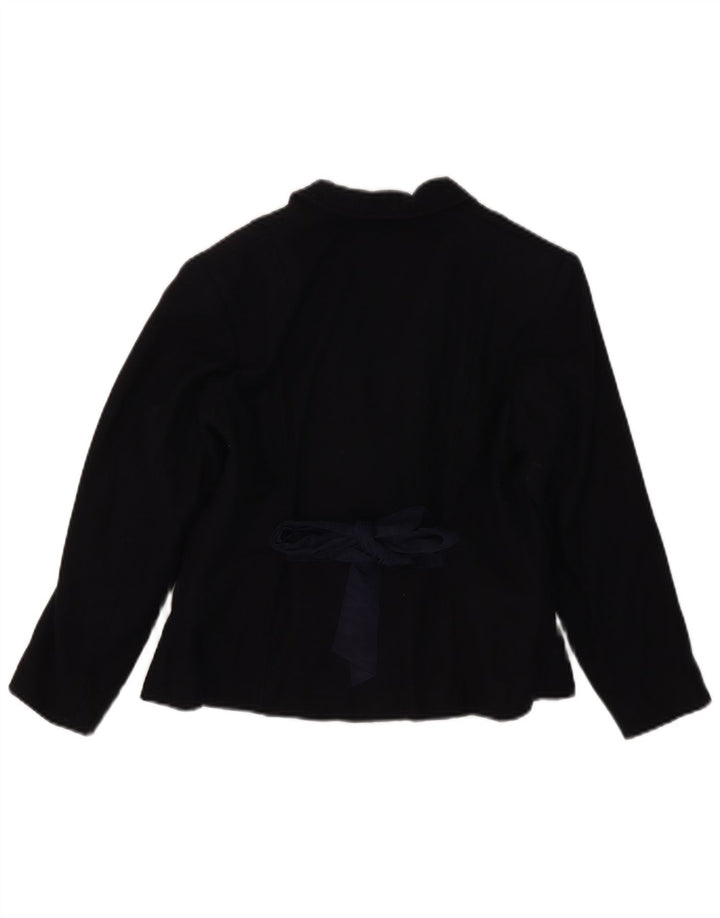 Moschino Jaqueta blazer feminina com peito duplo de 7 a 8 anos de lã azul marinho
