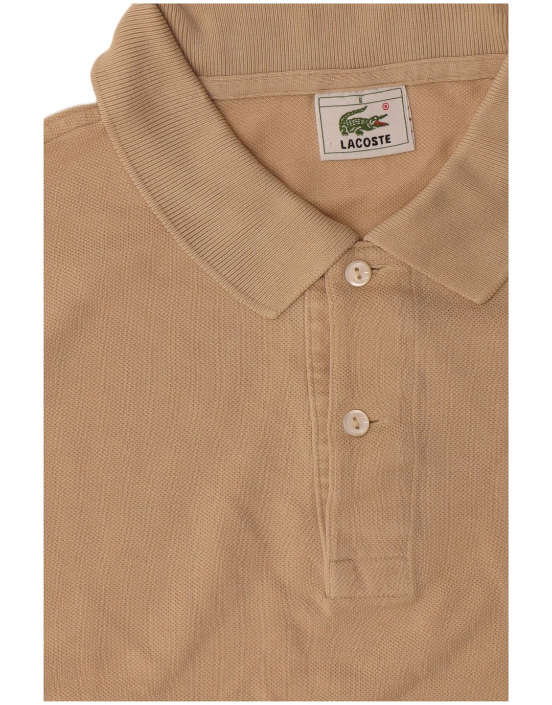 Camisa polo masculina Lacoste tamanho 5 grande algodão bege
