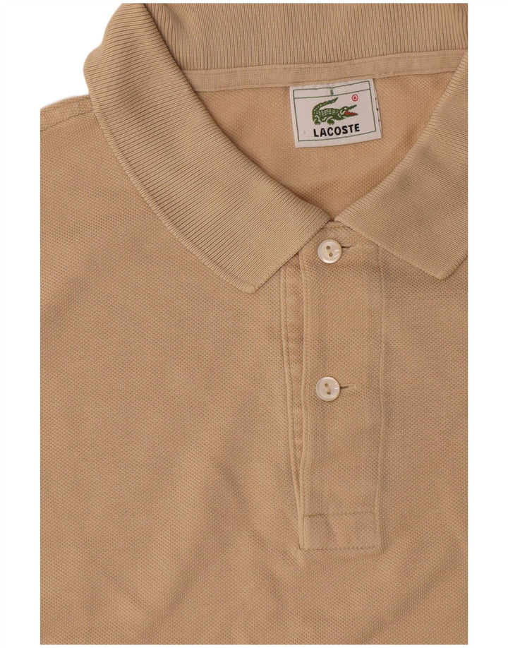 Camisa polo masculina Lacoste tamanho 5 grande algodão bege