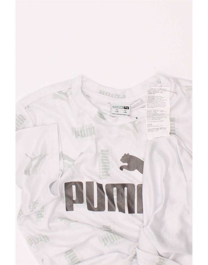 Camiseta Puma Boys Graphic Top 7-8 Anos Pequeno Poliéster Branco
