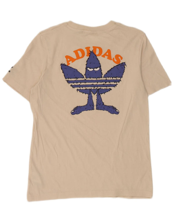 Adidas Mens Graphic T-Shirt Top Pequeno Off White Algodão