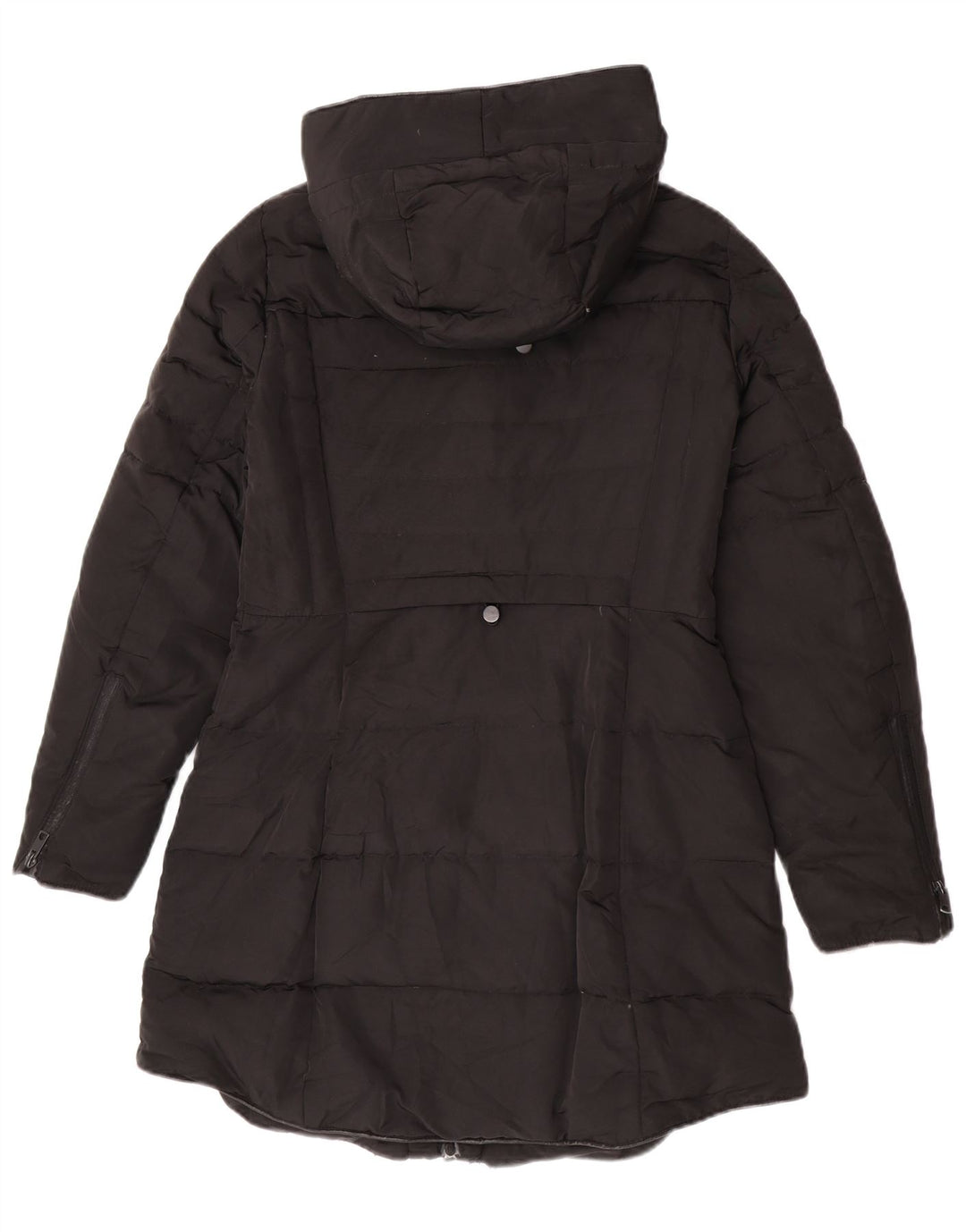Casaco acolchoado com capuz feminino Zara UK 14 médio preto