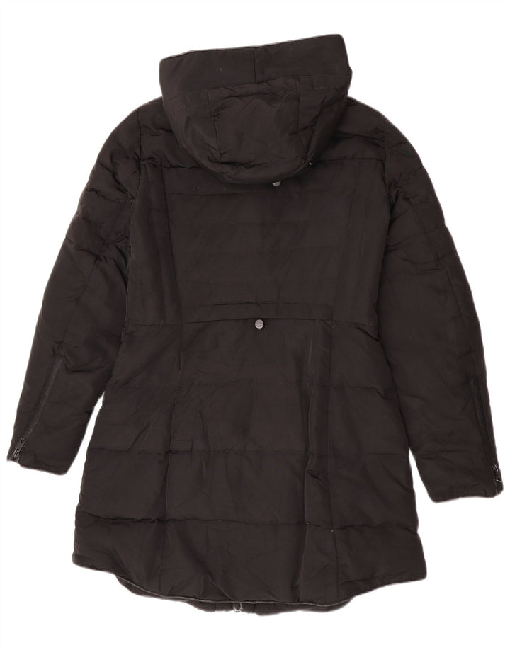 Casaco acolchoado com capuz feminino Zara UK 14 médio preto