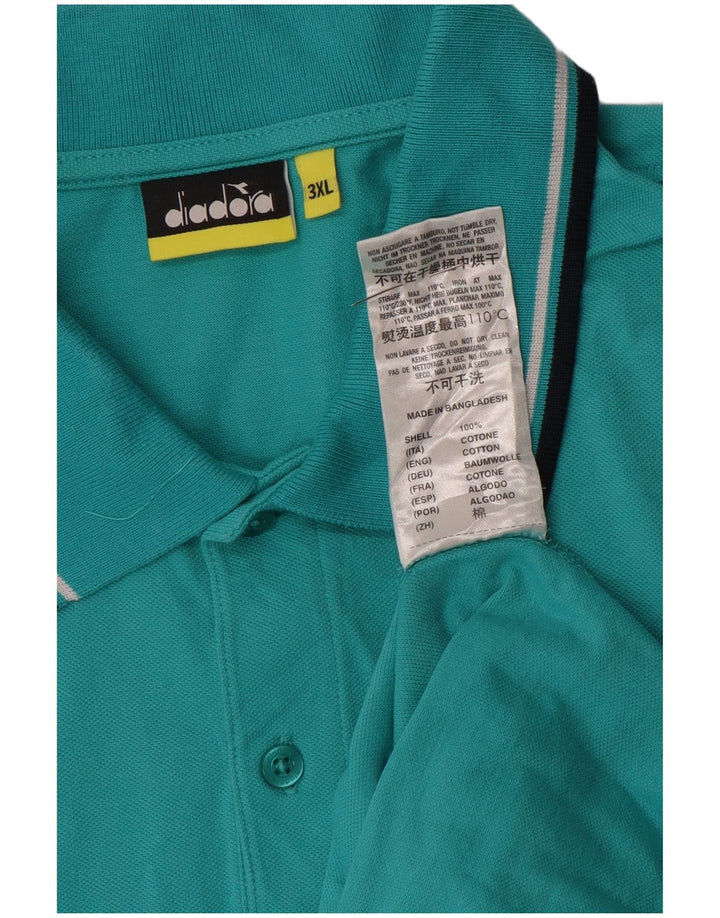 Camisa polo masculina Diadora 3XL algodão turquesa