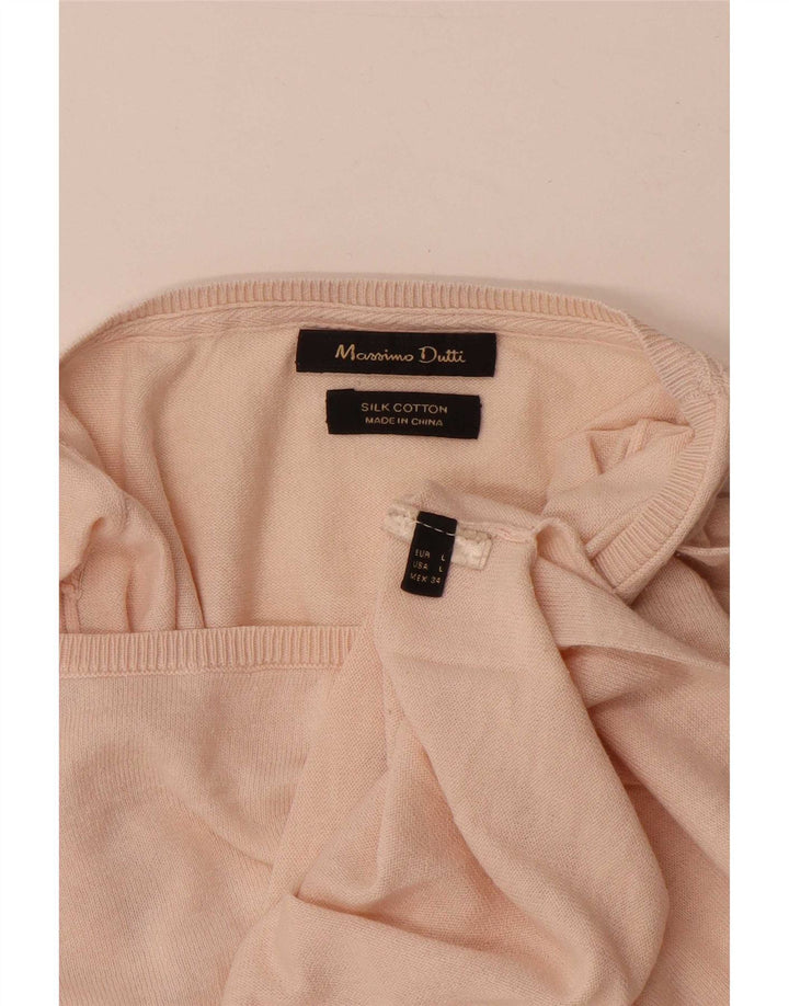 Suéter feminino Massimo Dutti com gola canoa Reino Unido 16 grande rosa